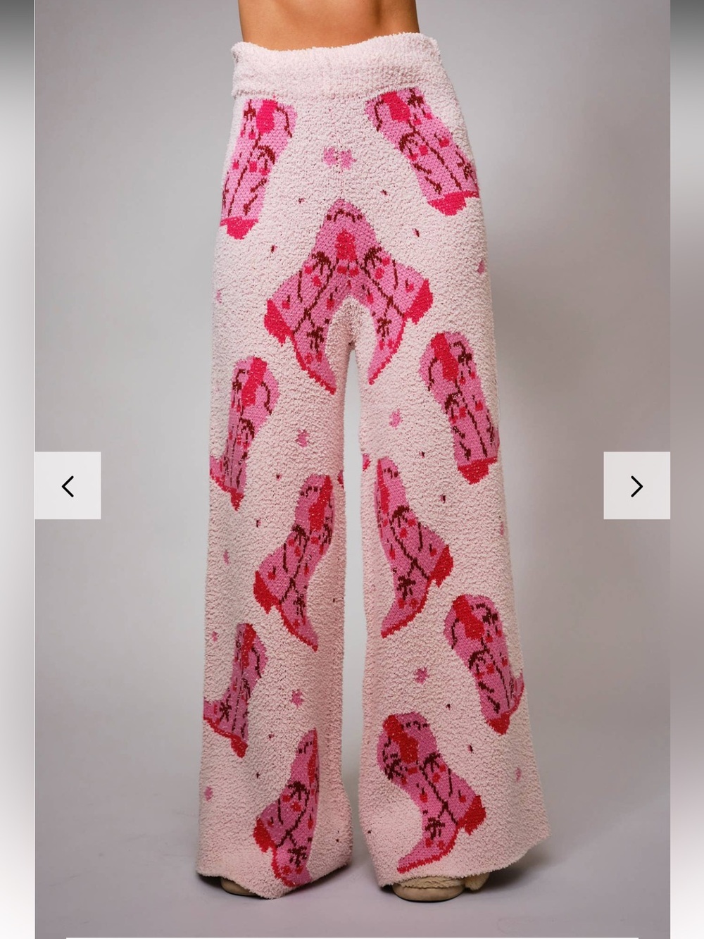 Blue B Collection Pink Patterned Wide-Leg Cozy Pants medium stretch
